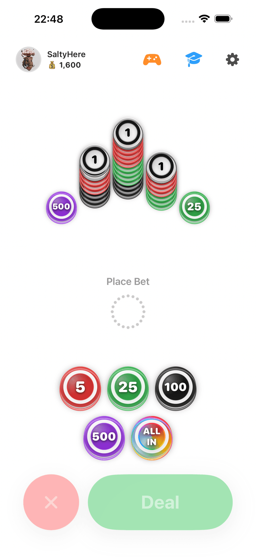 GlassJack Home Screen